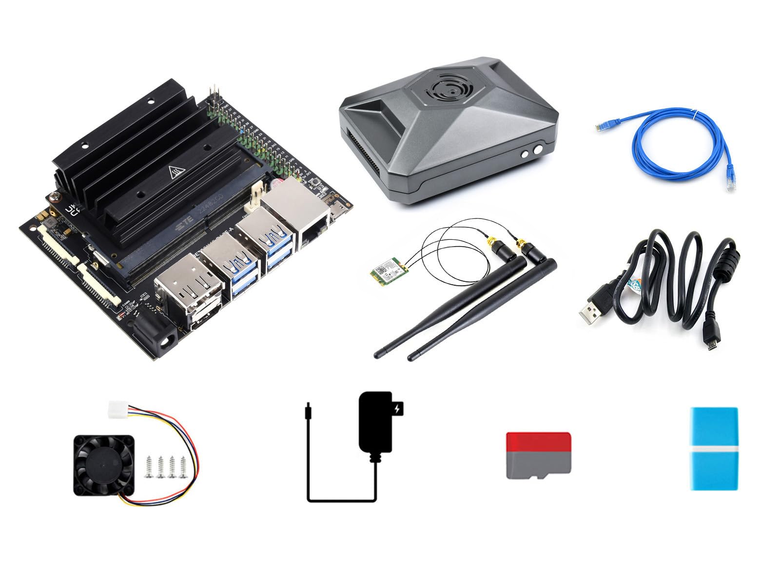 WaveShade Jetson Nano Development Expansion Kit Alternative to B01 with Nano Case, TF Card & More Accessories (10 Pieces